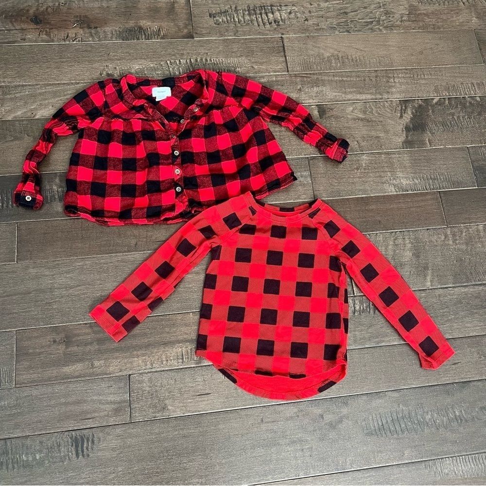 Old Navy + Cat & Jack Holiday Christmas Tops Shirt Bundle Lot 4T Buffalo Plaid - Picture 1 of 11